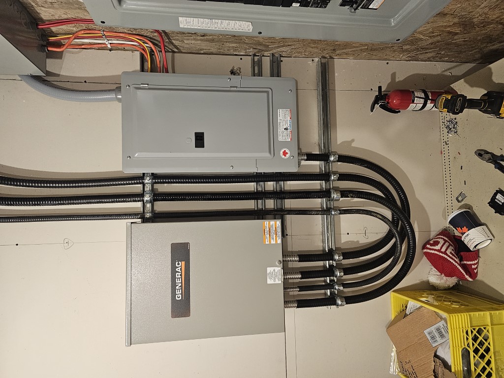 Generac automatic transfer switch and sub-panel installed at Anglemont, BC