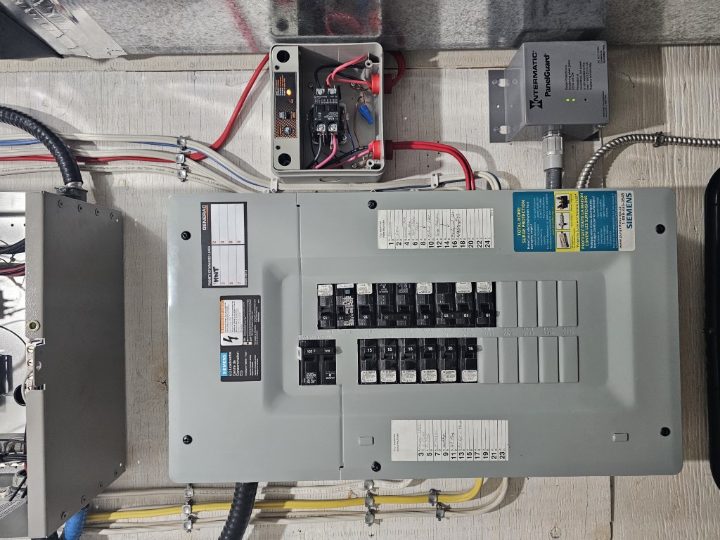 Load-management panel with Generac managed loads installed at Sorrento, BC